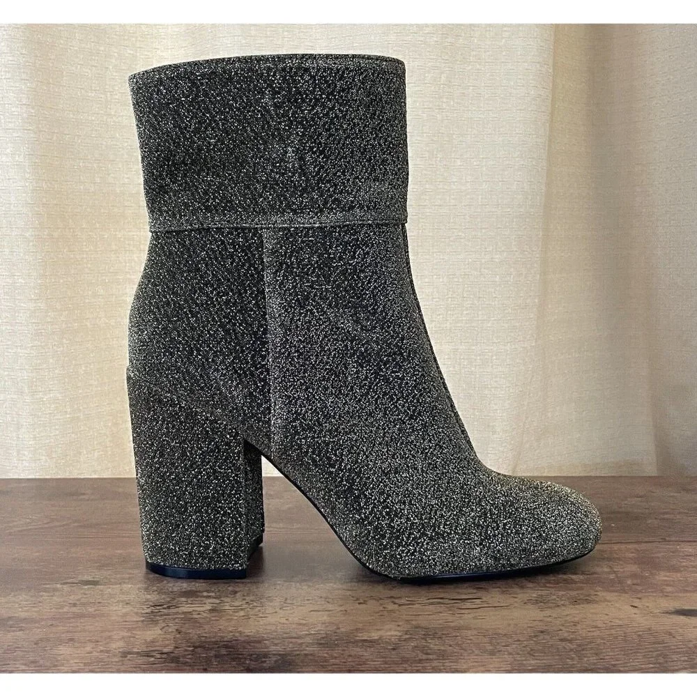 Steve Madden Womens Goldeee Boot Sz 10 Metallic Gold Chunky Block Heel Disco